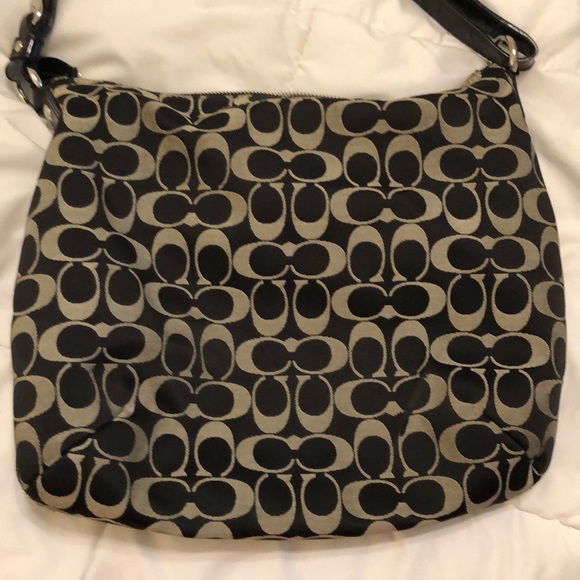 Black and gray Coach C patterned purse - Picture 2 of 6